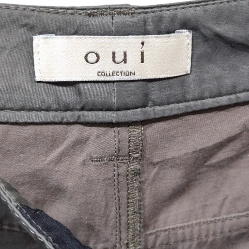 Oui Collection Lightweight Soft Button Cuff Cropped Khaki Pants (2) - Picture 3 of 8